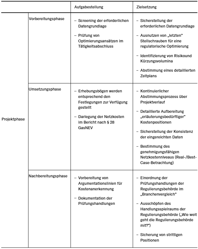 Tabelle Projekt Kostenprüfung